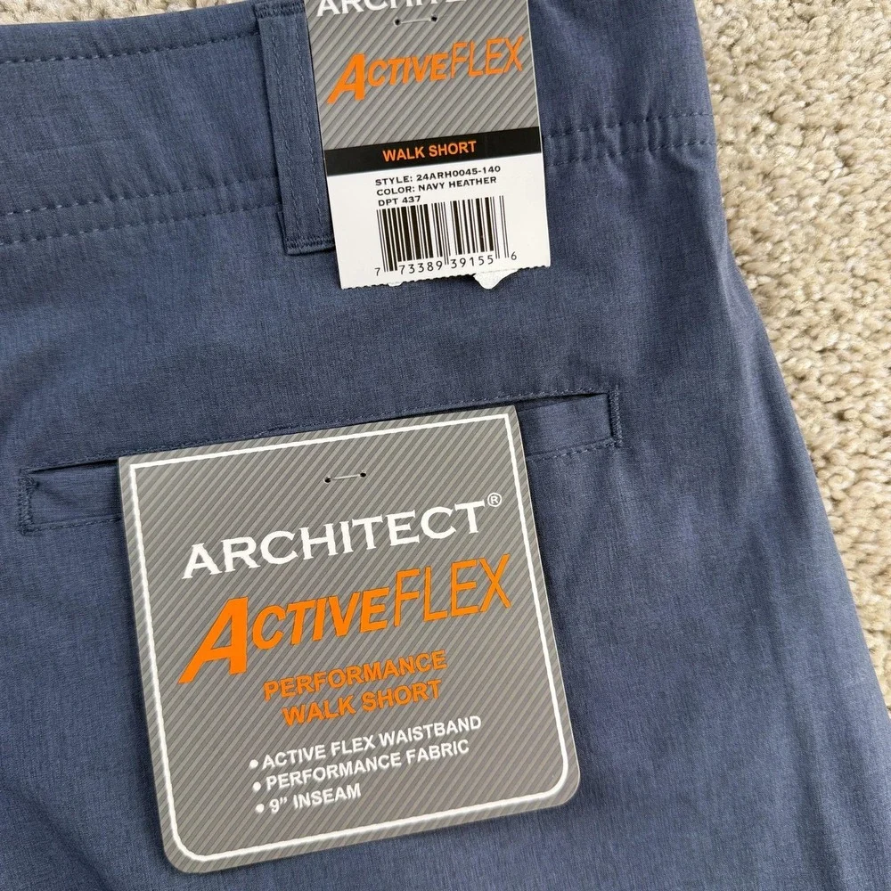 Architect Chino Shorts Mens 40 Blue ActiveFlex Stretch 9 Inseam Casual Summer